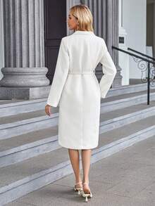 SHEIN Privé Abrigo con diseño de solapa con botón delantero - Blanco - Ver 2