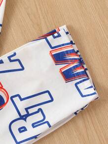 Chico preadolescente Conjunto de pijama pantalones con camiseta con estampado de letra - Multicolor - Ver 5