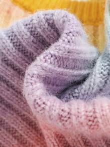 SHEIN Baby Girls Ombre Puff Sleeve Sweater - Multicolor - View 4