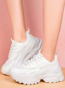 White Platform Sneakers - White - View 6