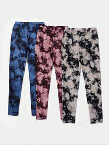 SHEIN Essnce 3入組紮染緊身打底褲 - 彩色 - 查看 2