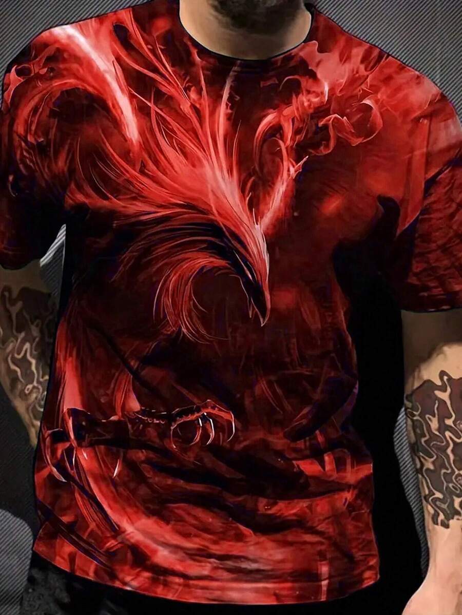 Manfinity Homme 男士動物印花T恤 - 紅色 - 查看 1