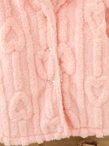 女嬰素色連帽絨毛外套 - 粉色 - 查看 5