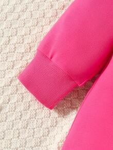 SHEIN 女小童前蝴蝶結連帽衫和緊身褲