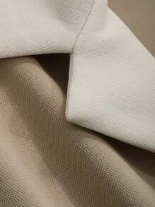 DAZY Women's Contrast Color Fleece Polo Collar Drop Shoulder Long Sleeve Casual Sweatshirt, Autumn - Khaki - View 8