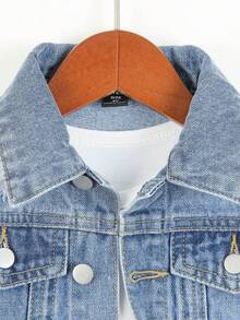 男小童破洞翻蓋口袋牛仔夾克不帶T恤 - 中等水洗藍 - 查看 3