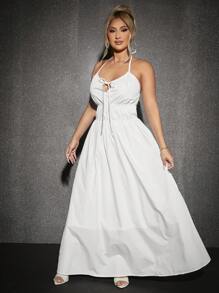 SHEIN SXY Kleid mit Band vorne, Neckholder, rückenfrei - Weiss - Übersicht 6