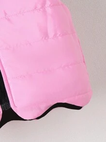 SHEIN Young Girl 1pc Zipper Front Reversible Vest Padded Coat - Black - View 6