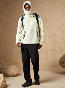 In My Nature 男士織帶拼接連帽絨毛運動衫