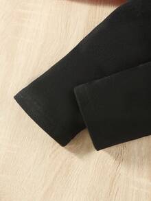 SHEIN 女小童前蝴蝶結連帽衫和緊身褲