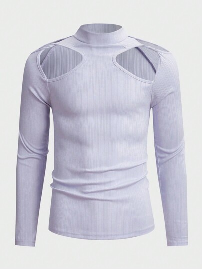 ROMWE Avant Hombres Camiseta de cuello alto con abertura