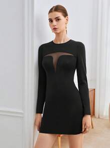 BizChic Chèn lưới Váy bodycon Không có thắt lưng - màu đen - Xem 8