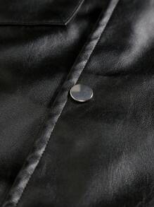 Manfinity Homme Hombres Cazadora con bolsillo con solapa PU - Negro - Ver 4