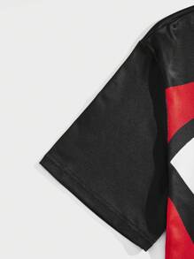 Manfinity RelaxMax 男士撞色T恤和短褲 - 黑色 - 查看 3