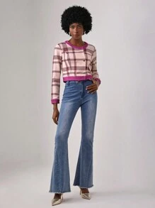 Lillian Butterworth 格紋印花前紐扣短夾克 - 彩色 - 查看 4