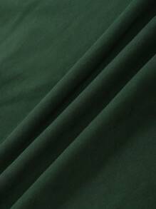 SHEIN BASICS Chất rắn Cổ giả Áo thun - Màu xanh lá cây đậm - Xem 6