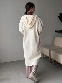 FRIFUL Thả vai Dây rút Đầm có mũ - Màu be - Xem 2