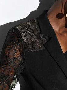 BizChic 蕾絲花邊單釦西裝外套 - 黑色 - 查看 6