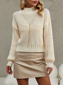 SHEIN Clasi Jersey de cuello alto de hombros caídos