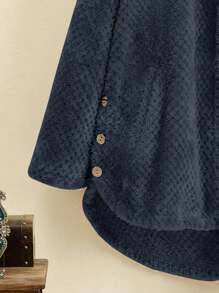 SHEIN LUNE Áo khoác cỡ lớn Túi màu trơn Giải trí - Màu xanh hải quân - Xem 3