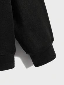 男士秋冬字母和图案印花长袖连帽衫，带口袋、拉链门襟、抽绳