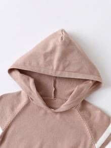 男小童條紋圖案插肩袖連帽套頭毛衣 - 駝色 - 查看 3