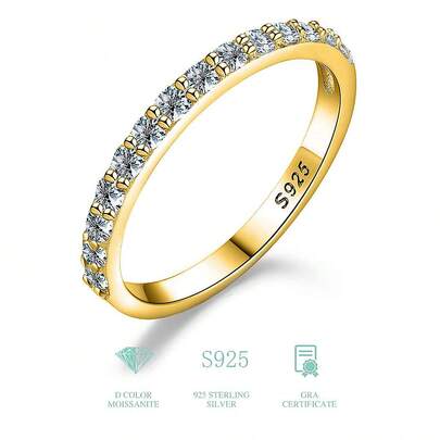 1 pieza Anillo de compromiso con moissanita y diamante, anillo de compromiso de plata de ley 925, anillo eterno, anillo de aniversario, regalo de joyería de lujo para la novia