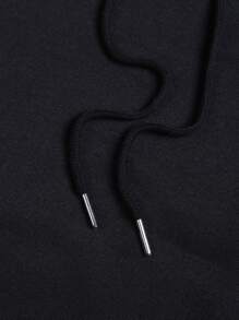 INAWLY Áo hoodie lót nhiệt có dây rút túi Kangaroo in hình gấu, áo dài tay - màu đen - Xem 5