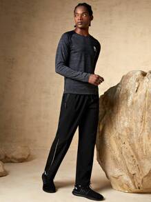 In My Nature 男士字母圖案腰部抽繩長褲 - 黑色 - 查看 8