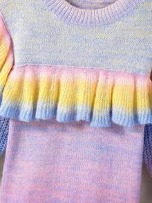 SHEIN 女小童漸層荷葉邊毛衣洋裝 - 彩色 - 查看 5