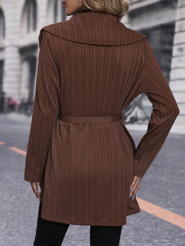 Waterfall Collar Wrap Hem Coat