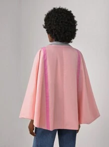 Clothing That Speaks 撞色滾邊斗篷袖斗篷外套 - 粉色 - 查看 2