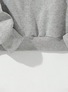 SHEIN LUNE Christmas Tree Print Thermal Lined Sweatshirt - Light Grey - View 4