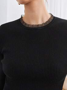 BizChic Kontrastowa koronka Krótki sweter