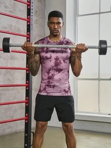 Áo ba lỗ thể thao họa tiết nhuộm cà vạt cho nam - Màu Đỏ Sâu - Xem 5