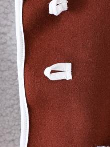 SHEIN Young Boy Dual Pocket Teddy Lined Hooded Duffle Overcoat