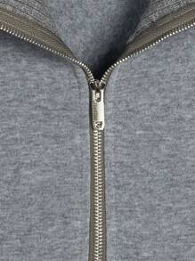 Manfinity Homme Lockere Passform Herren Kontrastbesatz Half Zip Drop Schulter Sweatshirt - Dunkelgrau - Übersicht 4