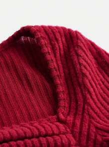 青少年女孩方領胸部褶皺T恤適用於聖誕 - 紅色 - 查看 5