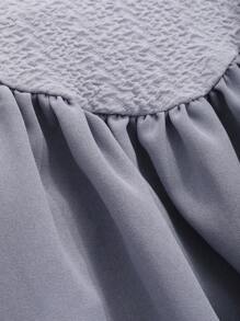 DAZY Chất rắn Viền không đối xứng Váy Dây Với Bolero Shrug Top - Màu xanh bụi bặm - Xem 3