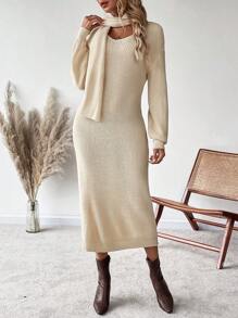 SHEIN LUNE Drop Shoulder Sweater Dress