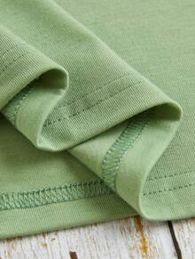 SHEIN EZwear Plus Pumpkin & Letter Graphic Tee - Green - View 4