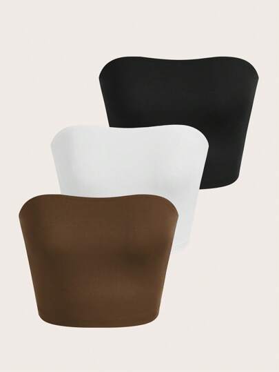Roamenne Roamenne 3pcs Solid Tube Top