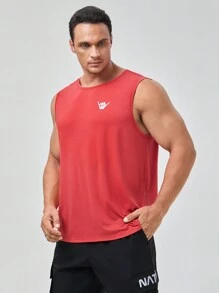 Manfinity Homme 男士大码骷髏圖案印花背心上衣 - 紅色 - 查看 1