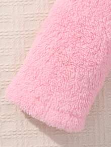 SHEIN 女大童素色連帽絨毛連帽洋裝 - 粉色 - 查看 4