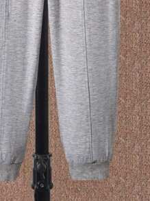 男大童小熊印花腰部抽繩衛褲 - 淺灰色 - 查看 3