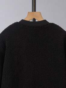 SHEIN Tween Boy Letter Patched Fleece Jacket Without Hoodie - Multicolor - View 6