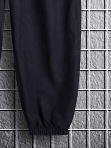 Manfinity Hypemode 男士鬆身純色落葉褲,帶束口腰帶 - 藏蓝色 - 查看 5