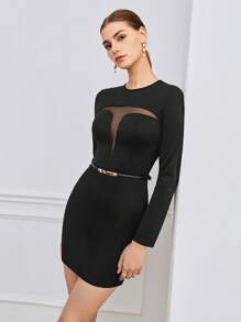BizChic Chèn lưới Váy bodycon Không có thắt lưng - màu đen - Xem 6