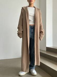 DAZY Chất rắn Mở Mặt trước Áo nịt dài - Cà phê nâu - Xem 4