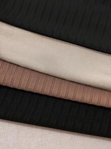 SHEIN Unity 4入組實心條紋針織上衣，適用於約會、派對等場合